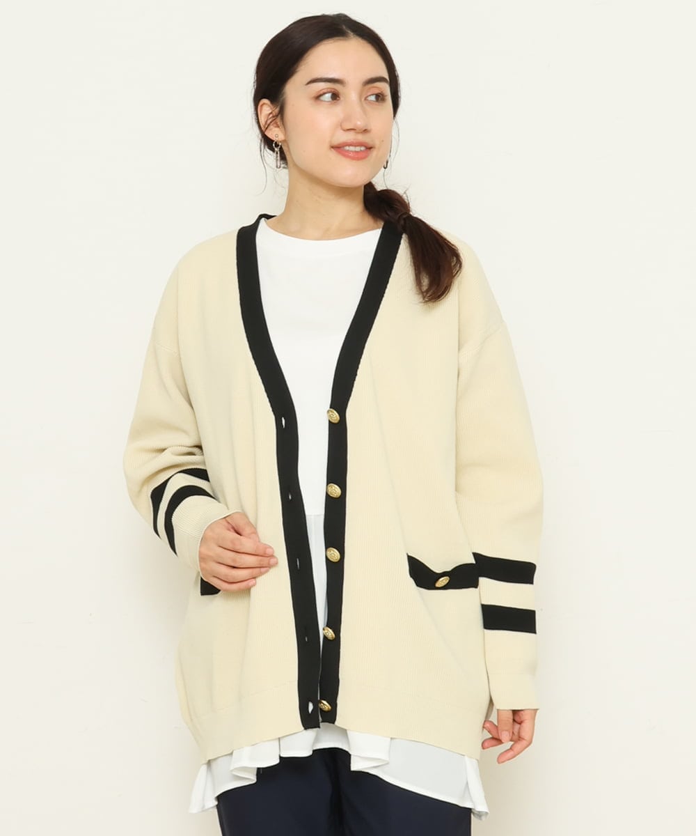 OLCBS21090 eur3(エウルキューブ) 【大きいサイズ】アイビーカーディガン アイボリー(80)