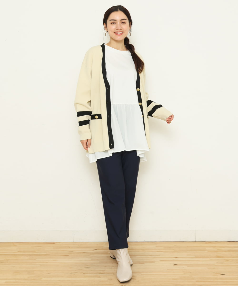 OLCBS21090 eur3(エウルキューブ) 【大きいサイズ】アイビーカーディガン アイボリー(80)