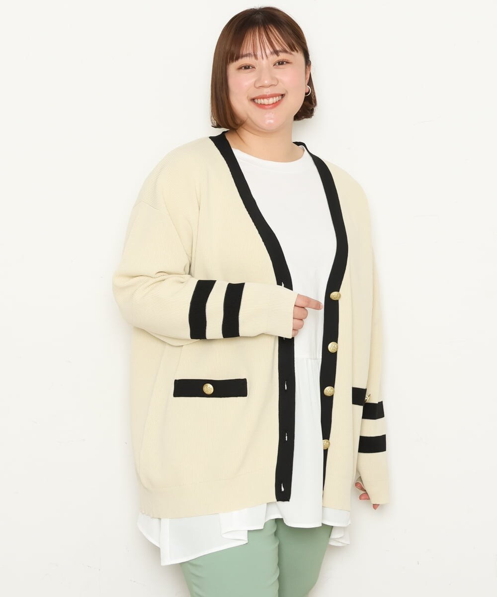 OLCBS21090 eur3(エウルキューブ) 【大きいサイズ】アイビーカーディガン アイボリー(80)