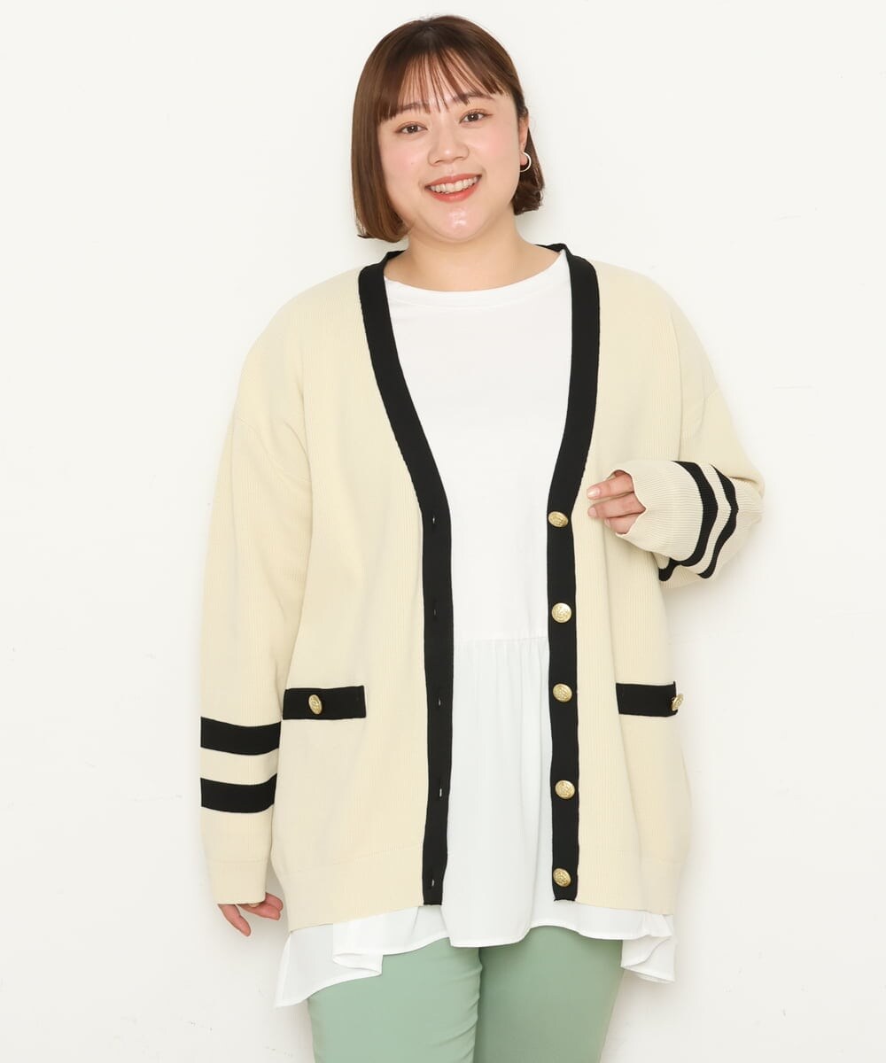 OLCBS21090 eur3(エウルキューブ) 【大きいサイズ】アイビーカーディガン アイボリー(80)