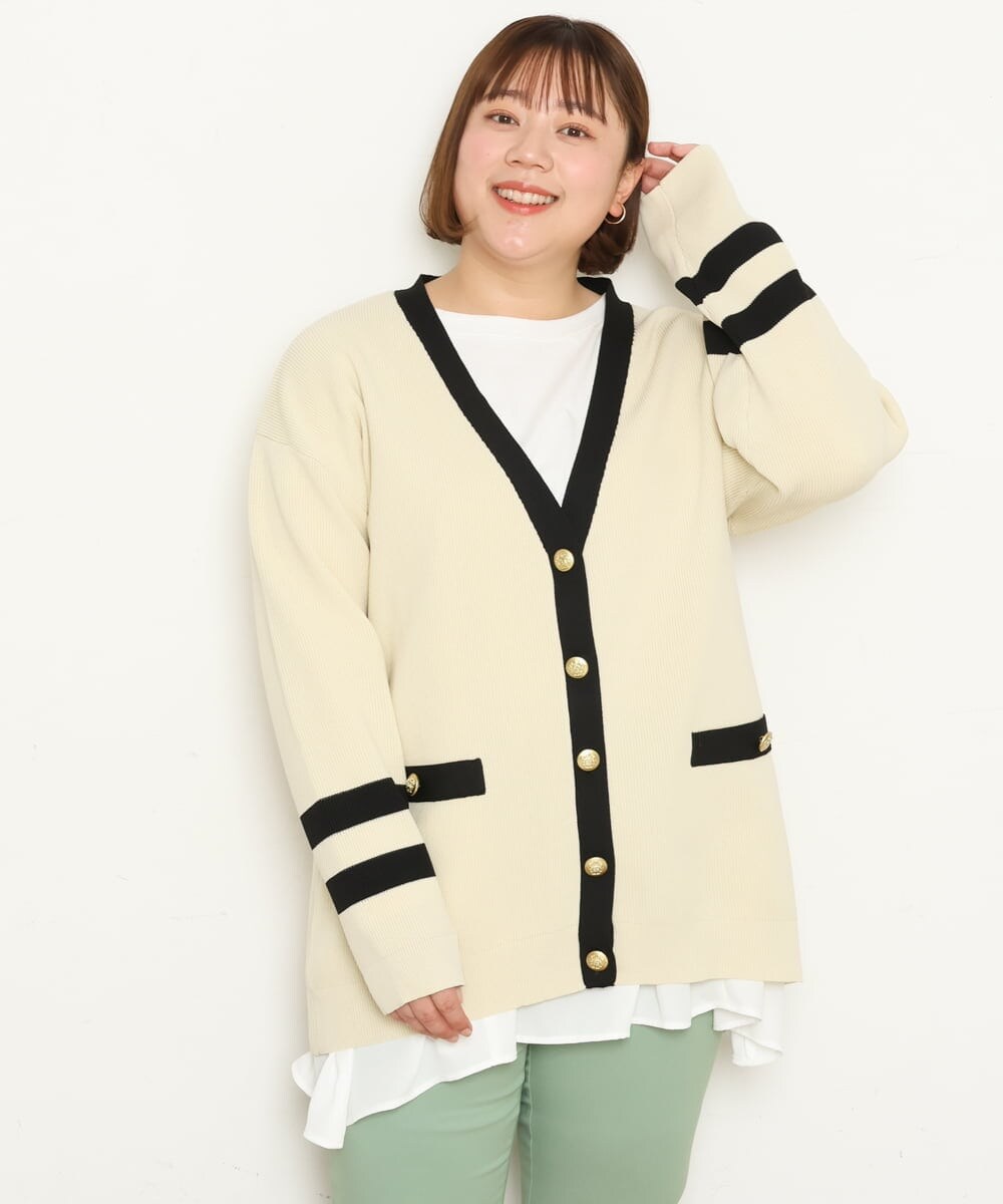 OLCBS21090 eur3(エウルキューブ) 【大きいサイズ】アイビーカーディガン アイボリー(80)