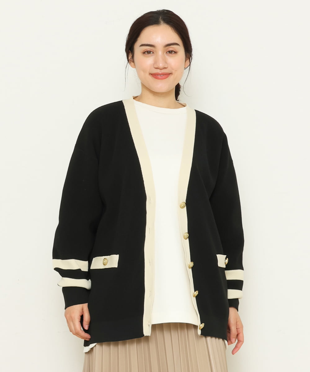 OLCBS21090 eur3(エウルキューブ) 【大きいサイズ】アイビーカーディガン ブラック(94)