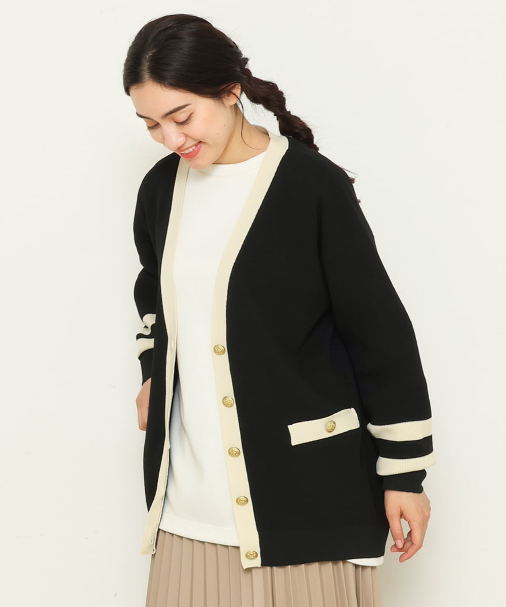 OLCBS21090 eur3(エウルキューブ) 【大きいサイズ】アイビーカーディガン ブラック(94)