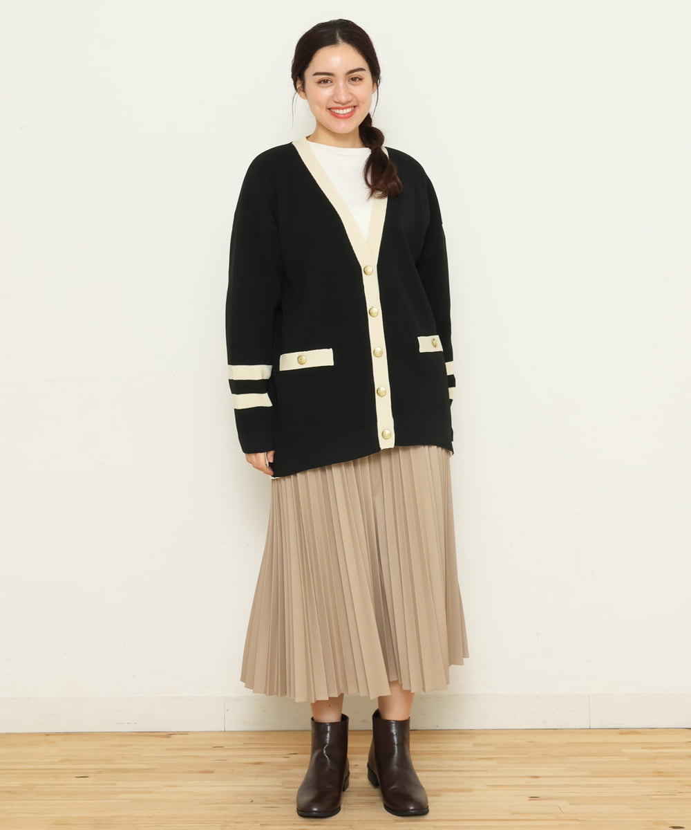 OLCBS21090 eur3(エウルキューブ) 【大きいサイズ】アイビーカーディガン ブラック(94)