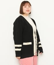 OLCBS21090 eur3(エウルキューブ) 【大きいサイズ】アイビーカーディガン ブラック(94)