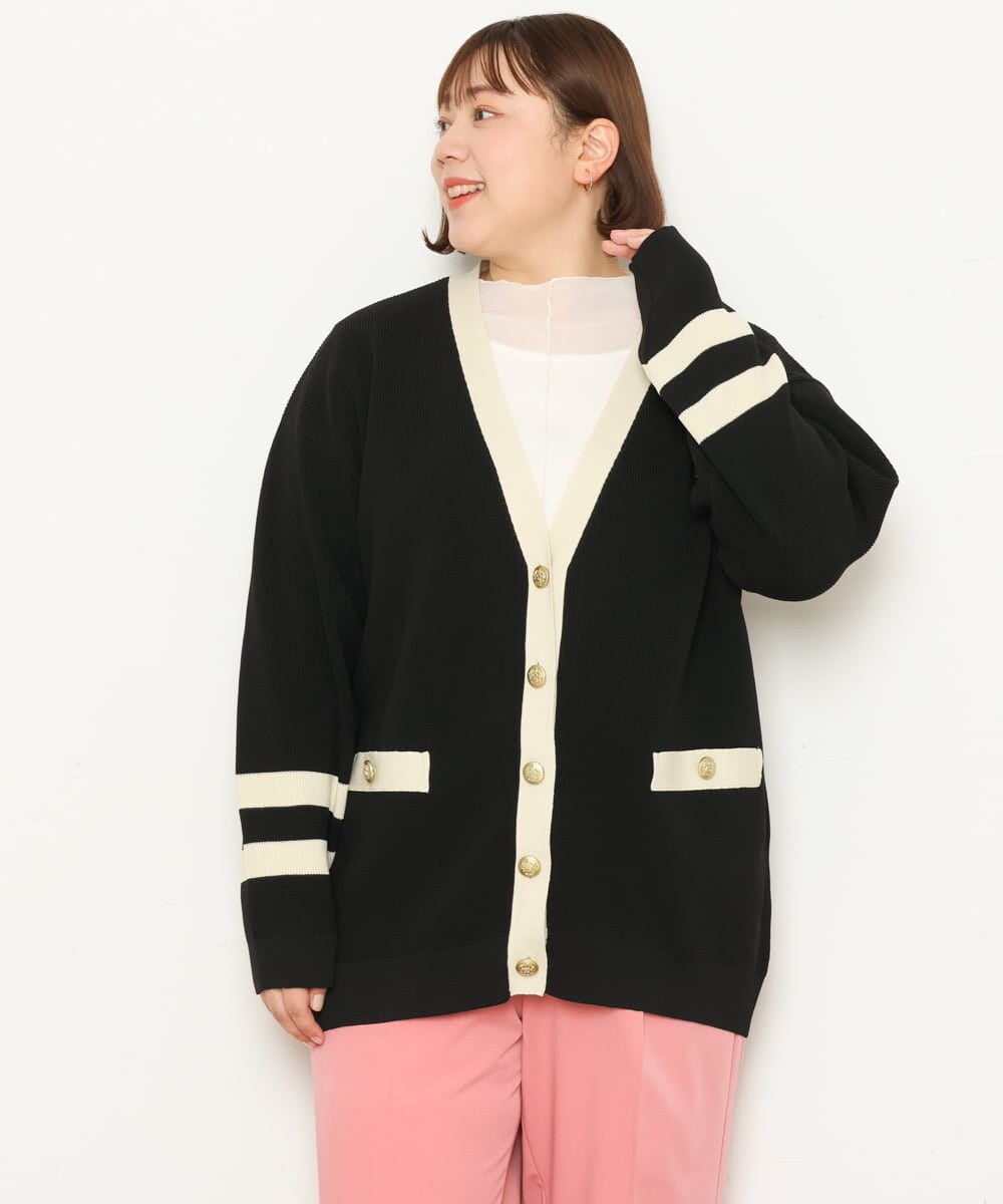 OLCBS21090 eur3(エウルキューブ) 【大きいサイズ】アイビーカーディガン ブラック(94)