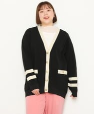 OLCBS21090 eur3(エウルキューブ) 【大きいサイズ】アイビーカーディガン ブラック(94)