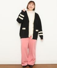 OLCBS21090 eur3(エウルキューブ) 【大きいサイズ】アイビーカーディガン ブラック(94)