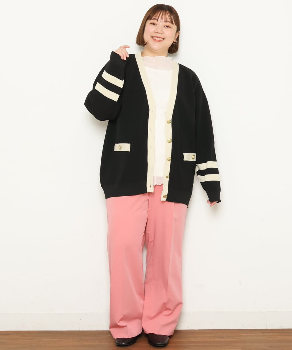 OLCBS21090 eur3(エウルキューブ) 【大きいサイズ】アイビーカーディガン ブラック(94)