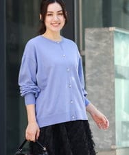 OLCBV09089 eur3(エウルキューブ) 【大きいサイズ】ビジューボタンニットカーディガン ブルー(55)