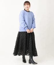 OLCBV09089 eur3(エウルキューブ) 【大きいサイズ】ビジューボタンニットカーディガン ブルー(55)
