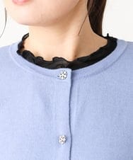 OLCBV09089 eur3(エウルキューブ) 【大きいサイズ】ビジューボタンニットカーディガン ブルー(55)