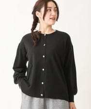OLCBV09089 eur3(エウルキューブ) 【大きいサイズ】ビジューボタンニットカーディガン ブラック(94)