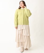 OLCBV19099 eur3(エウルキューブ) 【大きいサイズ】2WAYふわふわカーディガン ライトグリーン(30)