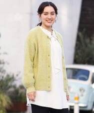 OLCBV19099 eur3(エウルキューブ) 【大きいサイズ】2WAYふわふわカーディガン ライトグリーン(30)