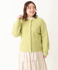 OLCBV19099 eur3(エウルキューブ) 【大きいサイズ】2WAYふわふわカーディガン ライトグリーン(30)