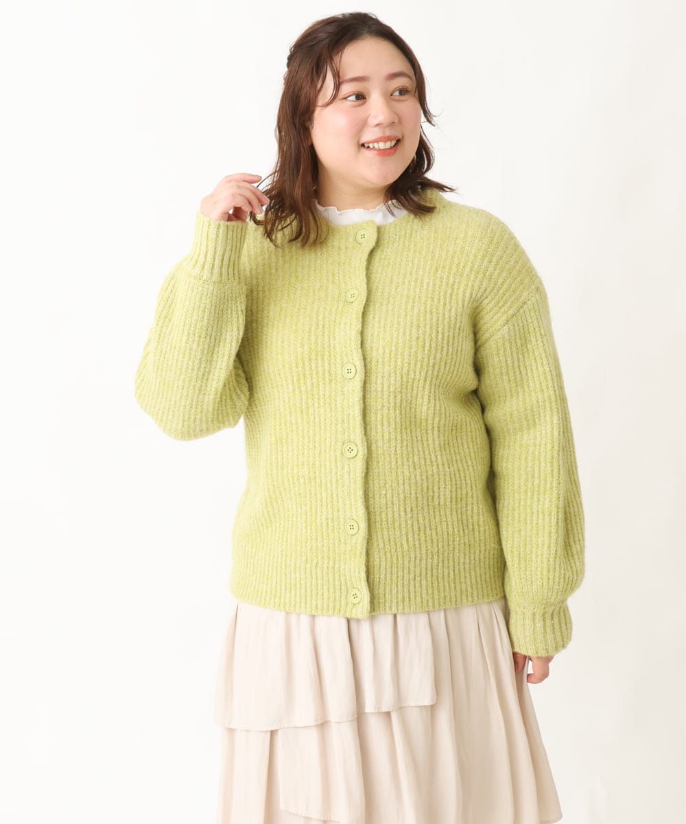 OLCBV19099 eur3(エウルキューブ) 【大きいサイズ】2WAYふわふわカーディガン ライトグリーン(30)