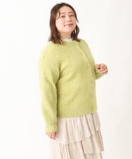 OLCBV19099 eur3(エウルキューブ) 【大きいサイズ】2WAYふわふわカーディガン ライトグリーン(30)