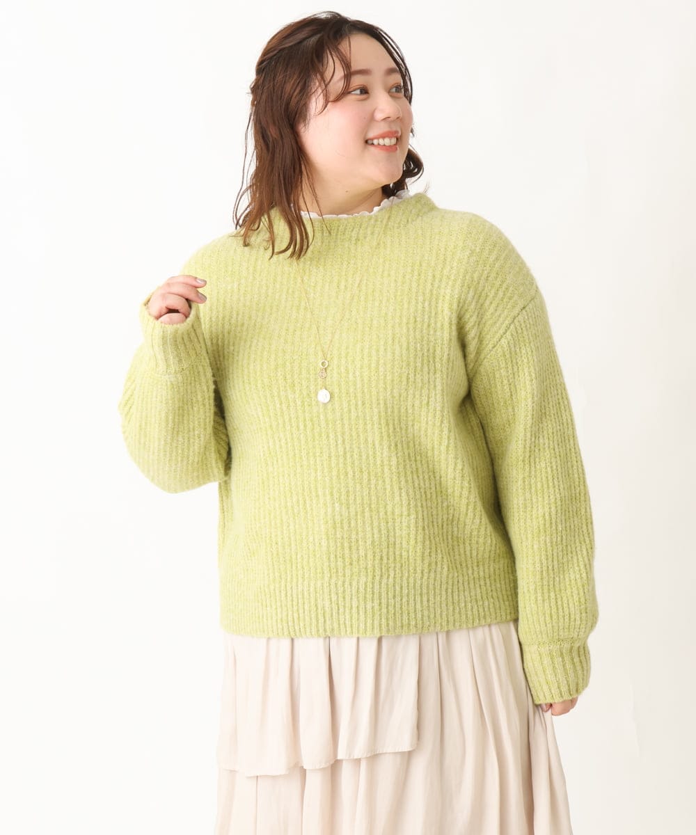 OLCBV19099 eur3(エウルキューブ) 【大きいサイズ】2WAYふわふわカーディガン ライトグリーン(30)