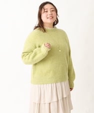 OLCBV19099 eur3(エウルキューブ) 【大きいサイズ】2WAYふわふわカーディガン ライトグリーン(30)