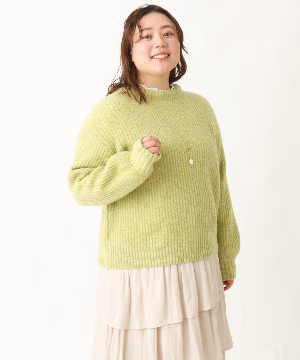 OLCBV19099 eur3(エウルキューブ) 【大きいサイズ】2WAYふわふわカーディガン ライトグリーン(30)