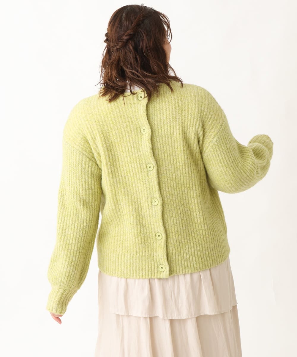 OLCBV19099 eur3(エウルキューブ) 【大きいサイズ】2WAYふわふわカーディガン ライトグリーン(30)