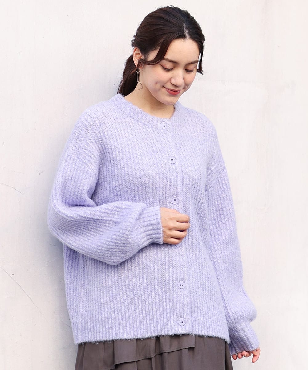 OLCBV19099 eur3(エウルキューブ) 【大きいサイズ】2WAYふわふわカーディガン ラベンダー(60)