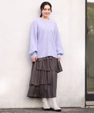OLCBV19099 eur3(エウルキューブ) 【大きいサイズ】2WAYふわふわカーディガン ラベンダー(60)