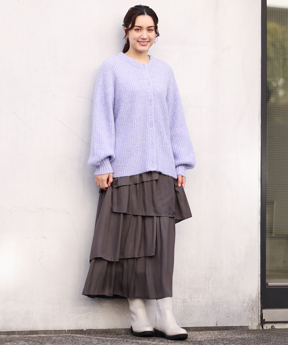 OLCBV19099 eur3(エウルキューブ) 【大きいサイズ】2WAYふわふわカーディガン ラベンダー(60)