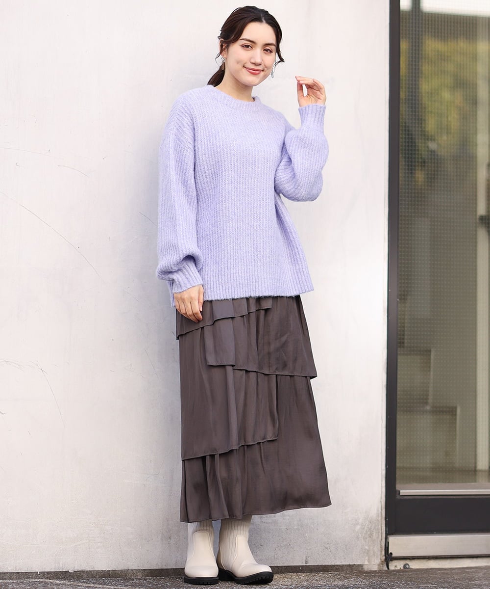 OLCBV19099 eur3(エウルキューブ) 【大きいサイズ】2WAYふわふわカーディガン ラベンダー(60)