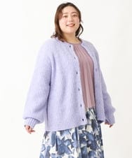 OLCBV19099 eur3(エウルキューブ) 【大きいサイズ】2WAYふわふわカーディガン ラベンダー(60)