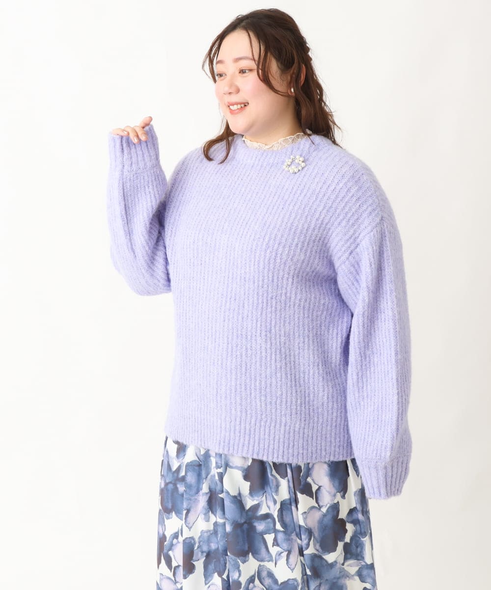 OLCBV19099 eur3(エウルキューブ) 【大きいサイズ】2WAYふわふわカーディガン ラベンダー(60)