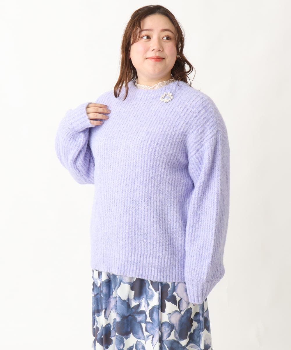OLCBV19099 eur3(エウルキューブ) 【大きいサイズ】2WAYふわふわカーディガン ラベンダー(60)