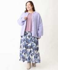 OLCBV19099 eur3(エウルキューブ) 【大きいサイズ】2WAYふわふわカーディガン ラベンダー(60)
