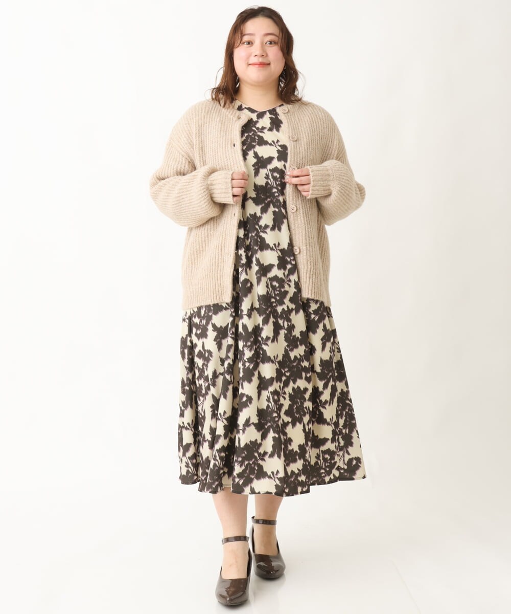 OLCBV19099 eur3(エウルキューブ) 【大きいサイズ】2WAYふわふわカーディガン ベージュ(82)
