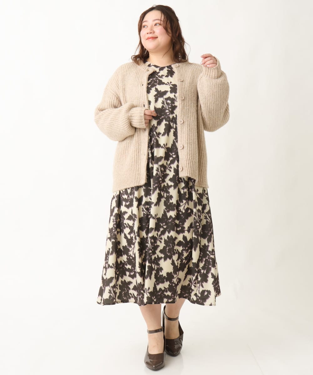 OLCBV19099 eur3(エウルキューブ) 【大きいサイズ】2WAYふわふわカーディガン ベージュ(82)