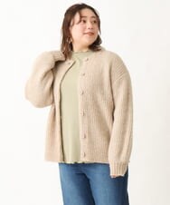 OLCBV19099 eur3(エウルキューブ) 【大きいサイズ】2WAYふわふわカーディガン ベージュ(82)