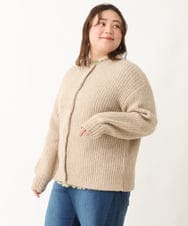 OLCBV19099 eur3(エウルキューブ) 【大きいサイズ】2WAYふわふわカーディガン ベージュ(82)