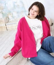 OLCDD03099 eur3(エウルキューブ) 【大きいサイズ/洗える】カーブヘムボクシーカーディガン ピンク(03)