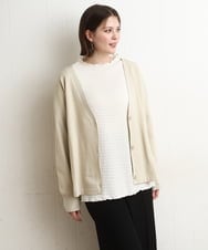 OLCDD03099 eur3(エウルキューブ) 【大きいサイズ/洗える】カーブヘムボクシーカーディガン アイボリー(80)