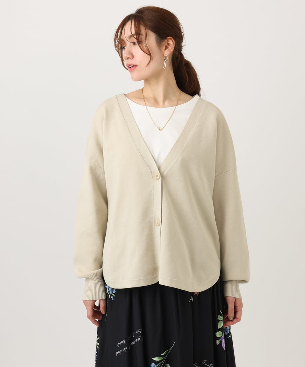 OLCDD03099 eur3(エウルキューブ) 【大きいサイズ/洗える】カーブヘムボクシーカーディガン アイボリー(80)