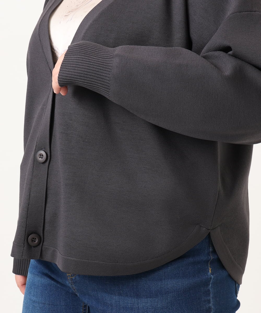 OLCDD03099 eur3(エウルキューブ) 【大きいサイズ/洗える】カーブヘムボクシーカーディガン ダークグレー(93)