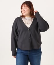OLCDD03099 eur3(エウルキューブ) 【大きいサイズ/洗える】カーブヘムボクシーカーディガン ダークグレー(93)