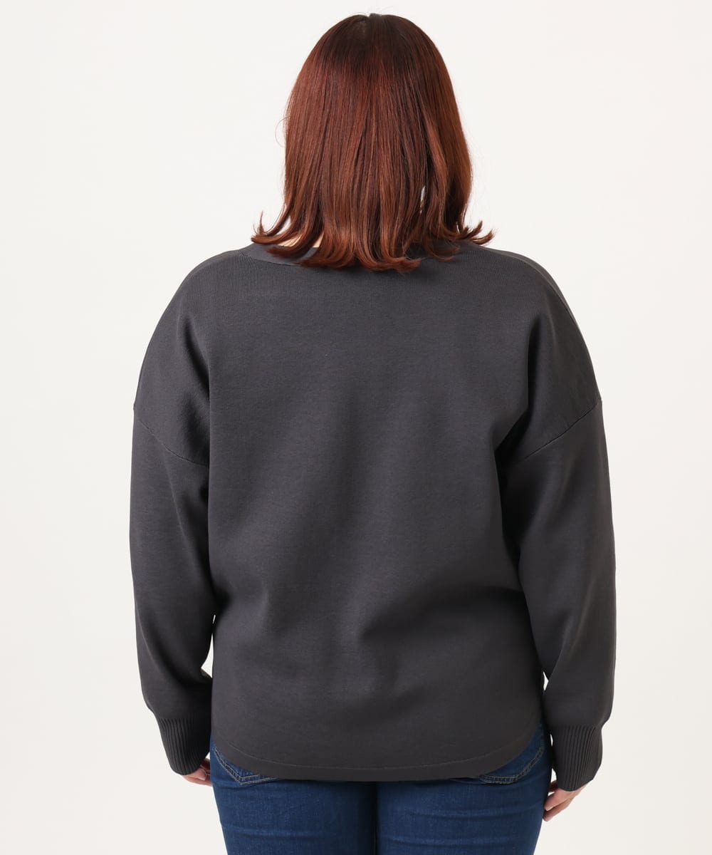 OLCDD03099 eur3(エウルキューブ) 【大きいサイズ/洗える】カーブヘムボクシーカーディガン ダークグレー(93)