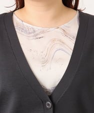 OLCDD03099 eur3(エウルキューブ) 【大きいサイズ/洗える】カーブヘムボクシーカーディガン ダークグレー(93)