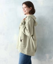 OLCDD04099 eur3(エウルキューブ) 【WEB先行販売】【大きいサイズ】ねこプリントパーカー カーキ