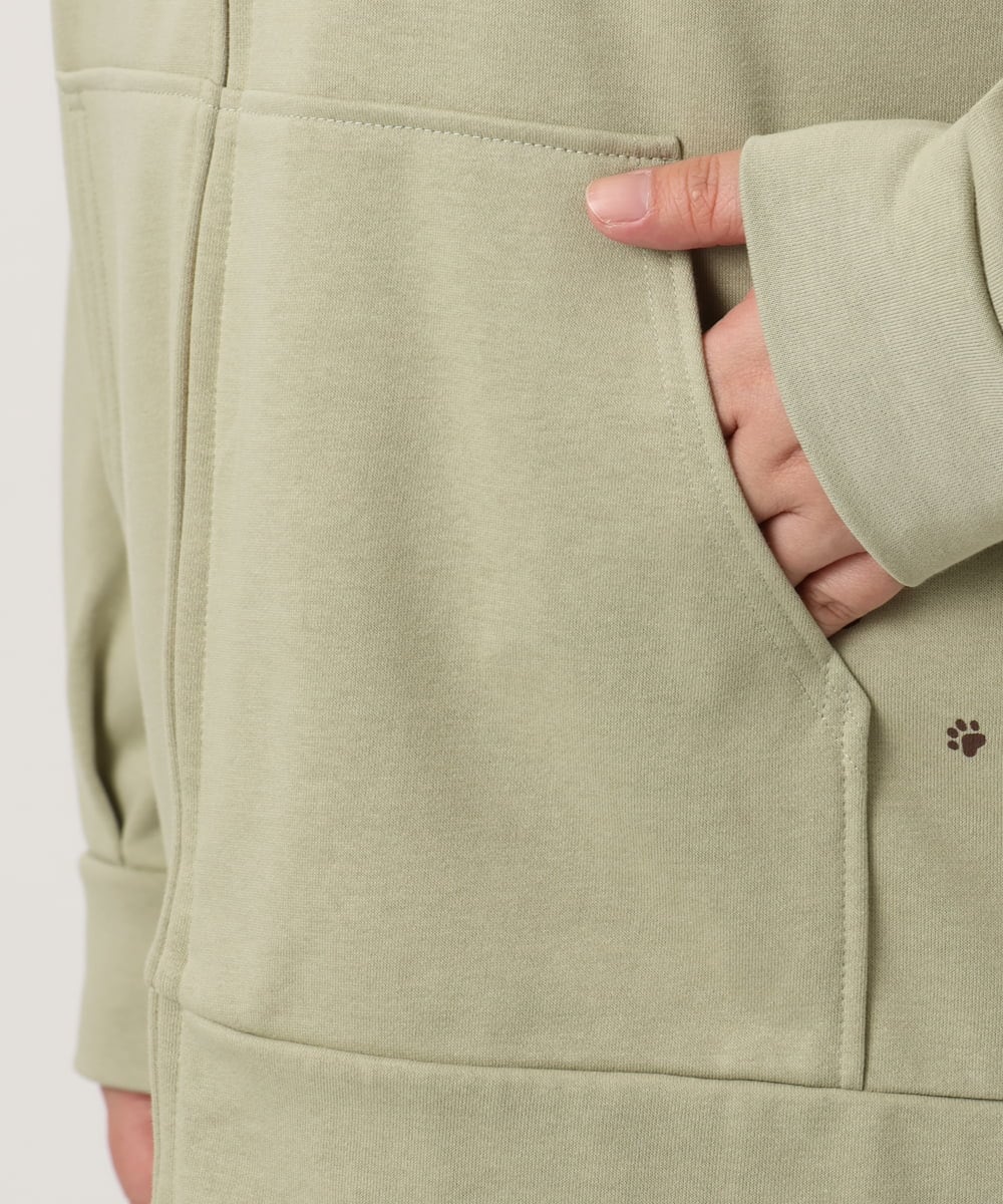 OLCDD04099 eur3(エウルキューブ) 【WEB先行販売】【大きいサイズ】ねこプリントパーカー カーキ