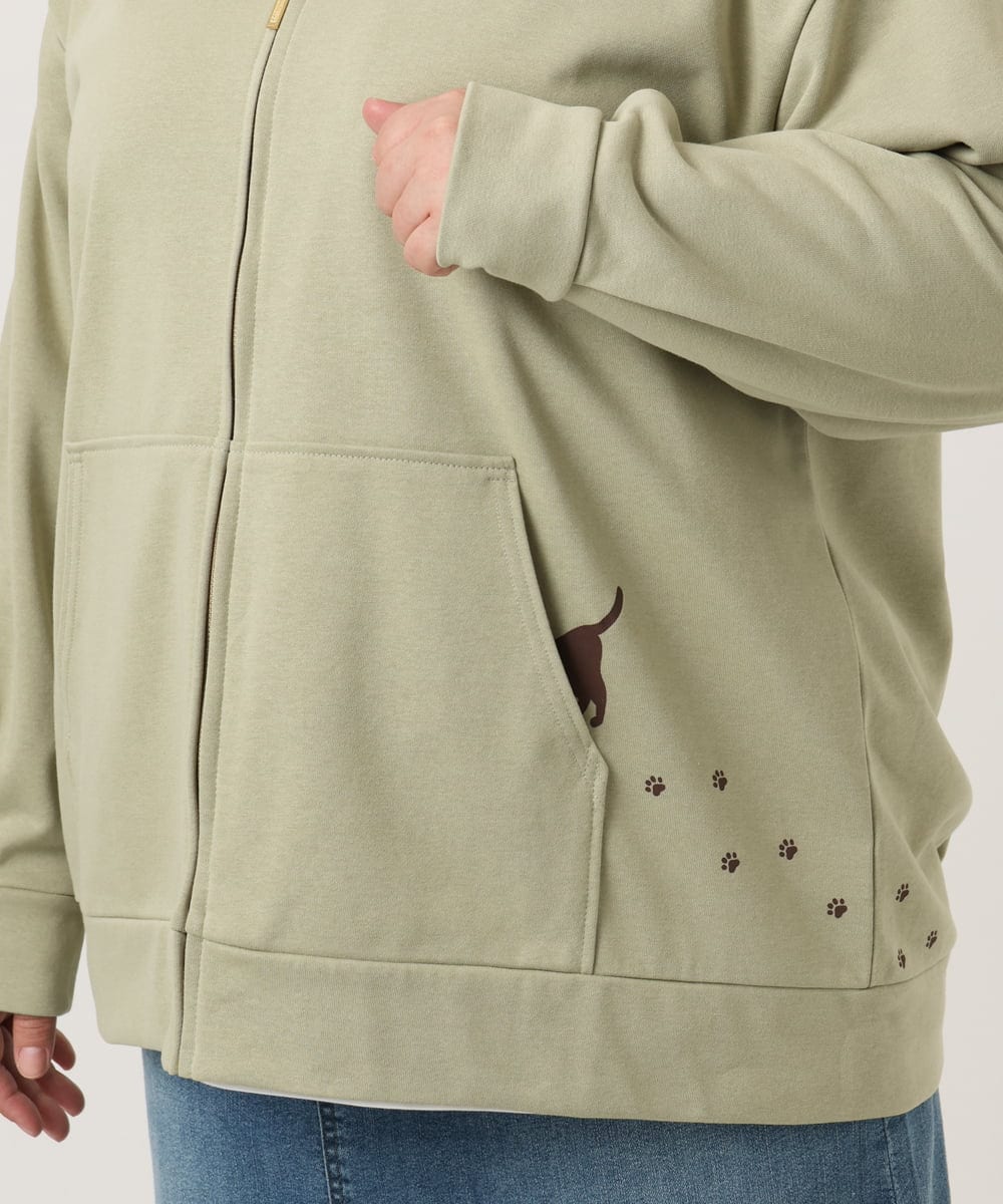 OLCDD04099 eur3(エウルキューブ) 【WEB先行販売】【大きいサイズ】ねこプリントパーカー カーキ