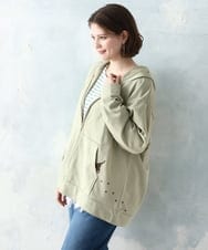 OLCDD04099 eur3(エウルキューブ) 【WEB先行販売】【大きいサイズ】ねこプリントパーカー カーキ