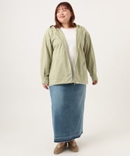 OLCDD04099 eur3(エウルキューブ) 【WEB先行販売】【大きいサイズ】ねこプリントパーカー カーキ